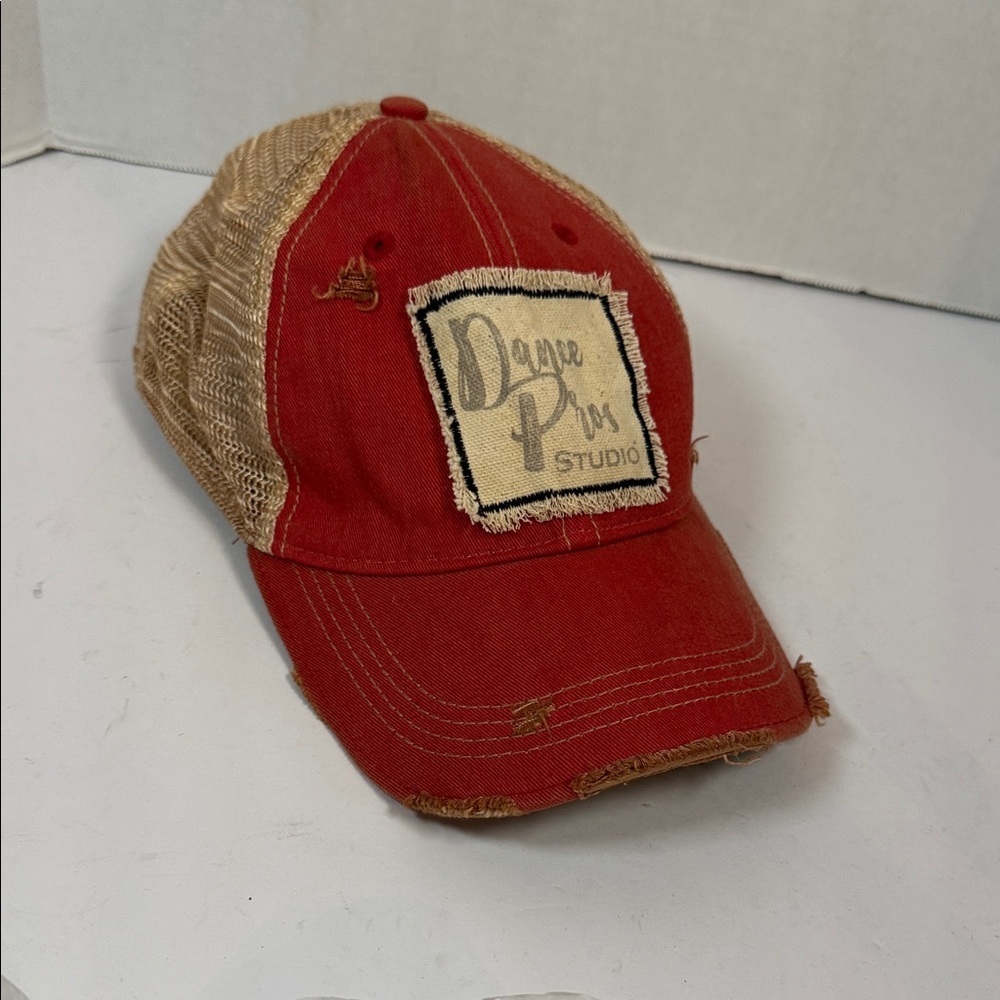 Dance, Pro Studios, red cap, distressed Red Tan Cap with Patch